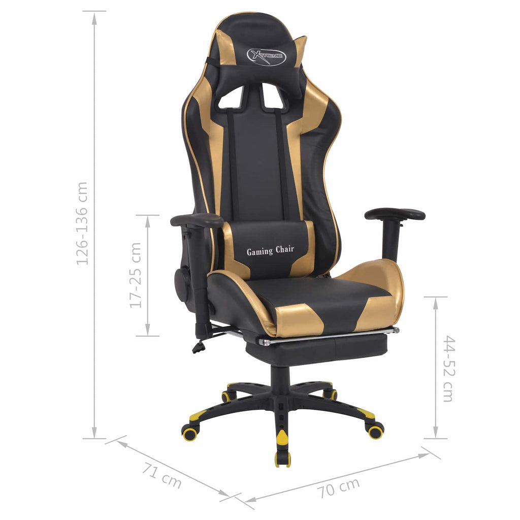 Silla para Juegos Dorado 70 x 71 x 136 cm Cuero artificial