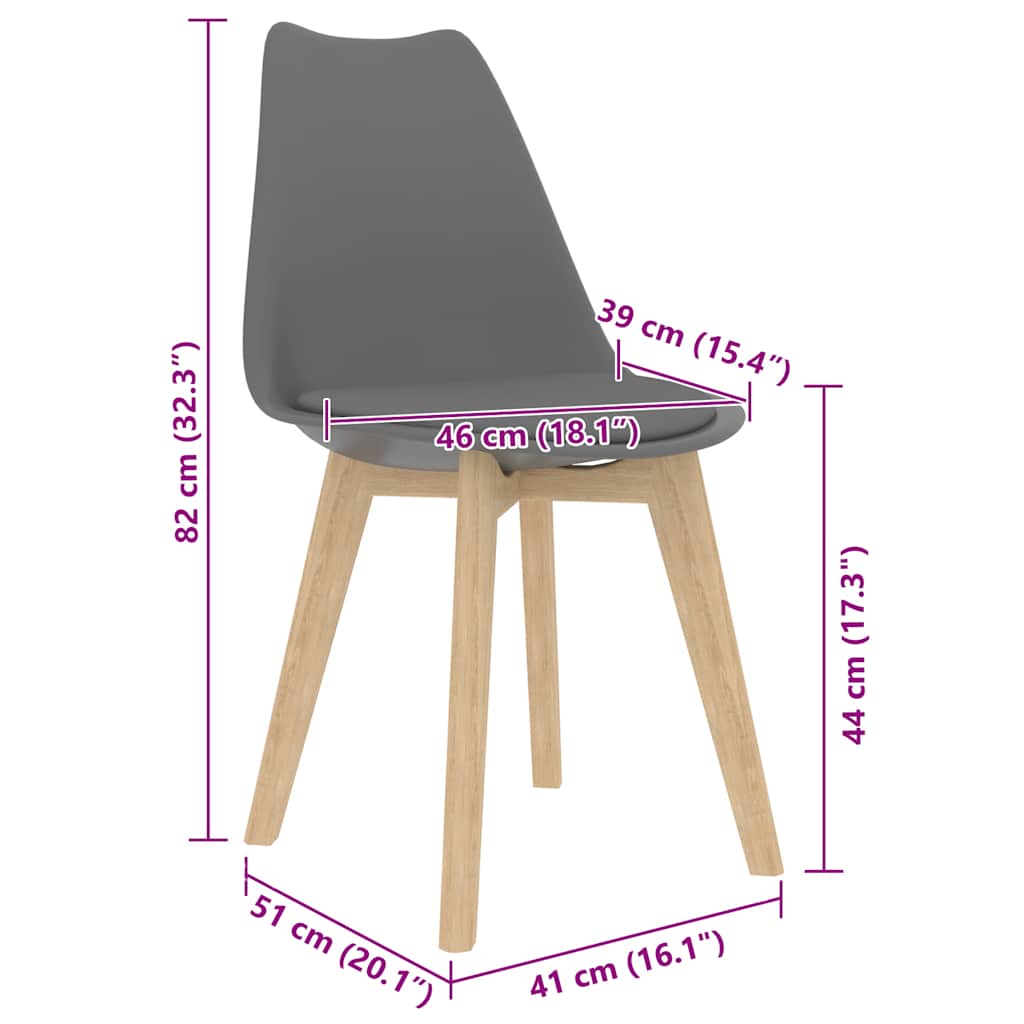 Sillas de comedor 2 unidades plástico gris