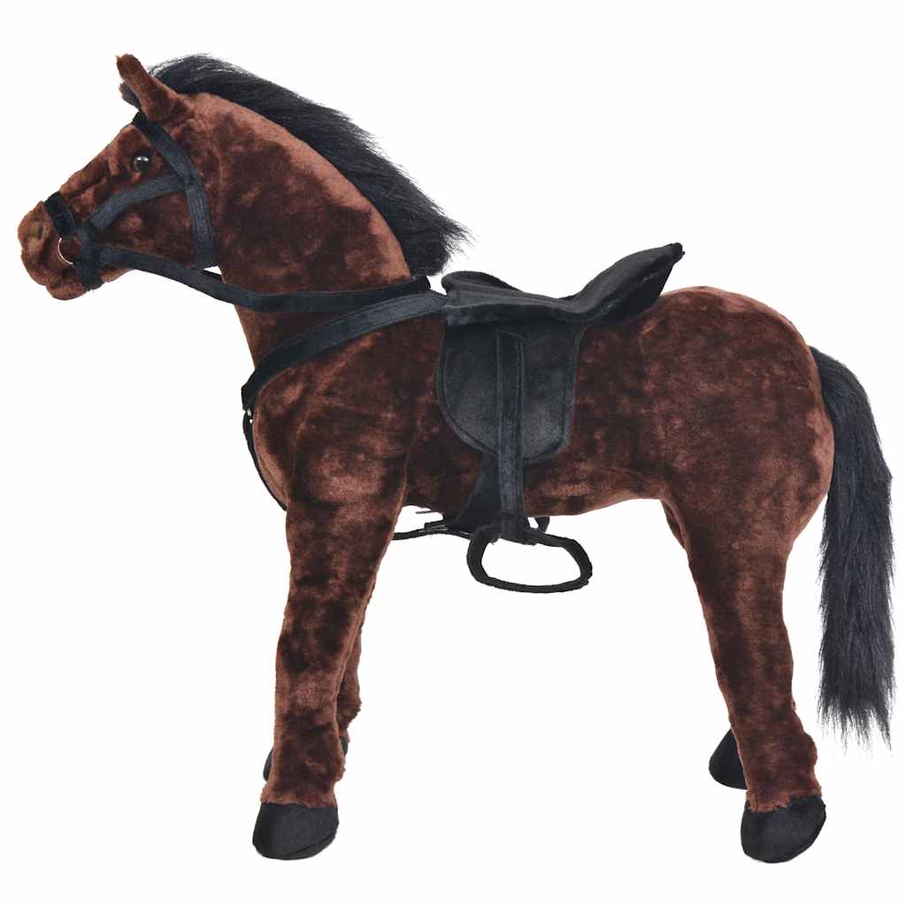 Caballo de peluche de pie marrón oscuro XXL