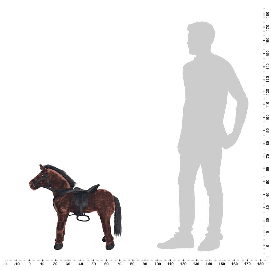 Caballo de peluche de pie marrón oscuro XXL