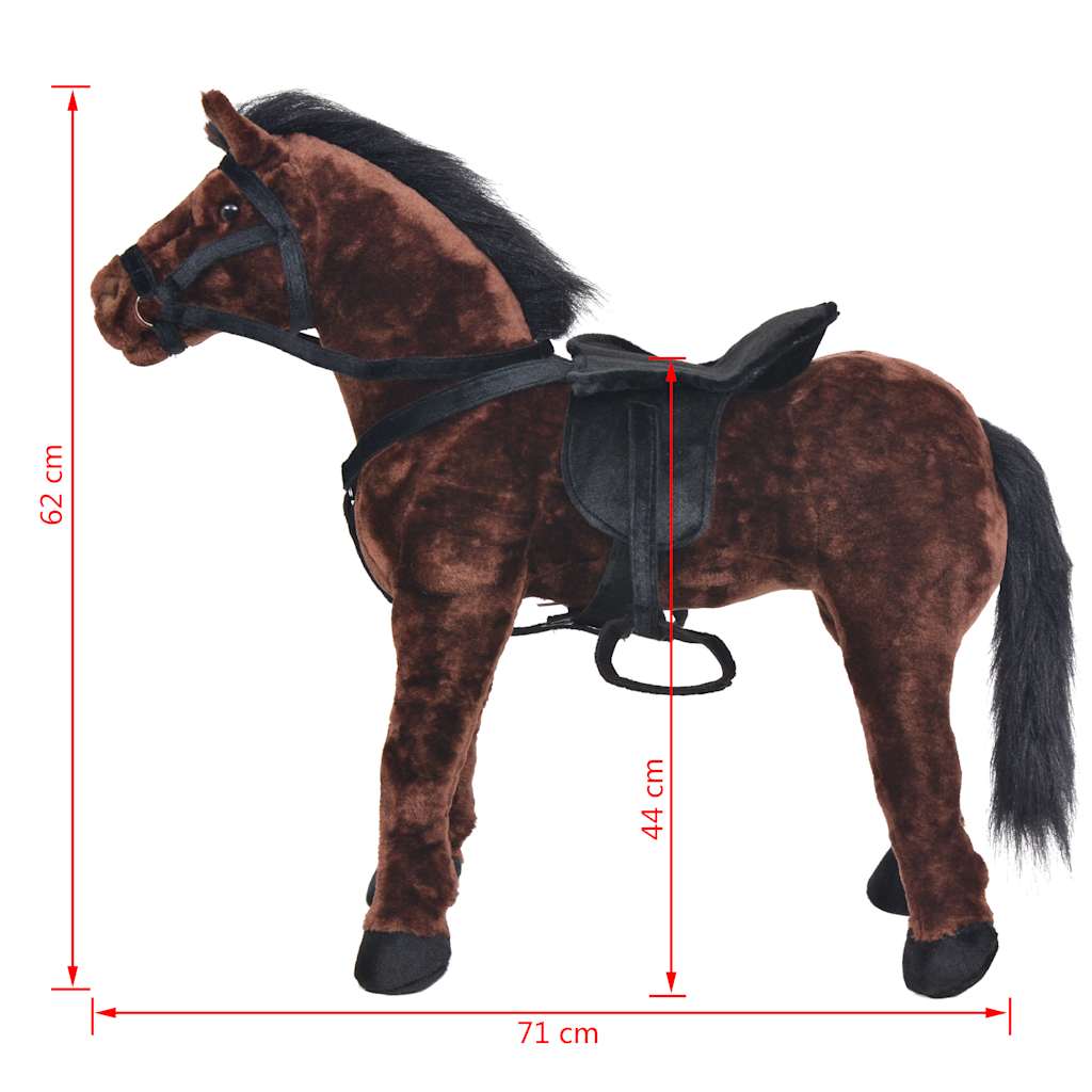 Caballo de peluche de pie marrón oscuro XXL
