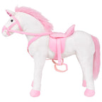 Unicornio de peluche de pie blanco y rosa XXL