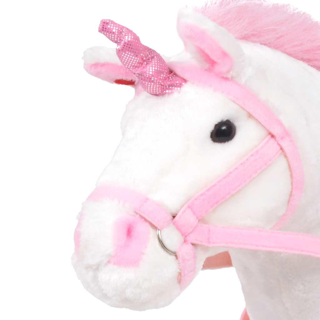 Unicornio de peluche de pie blanco y rosa XXL