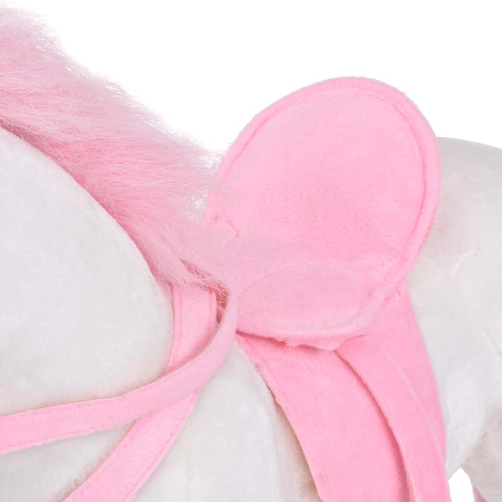 Unicornio de peluche de pie blanco y rosa XXL