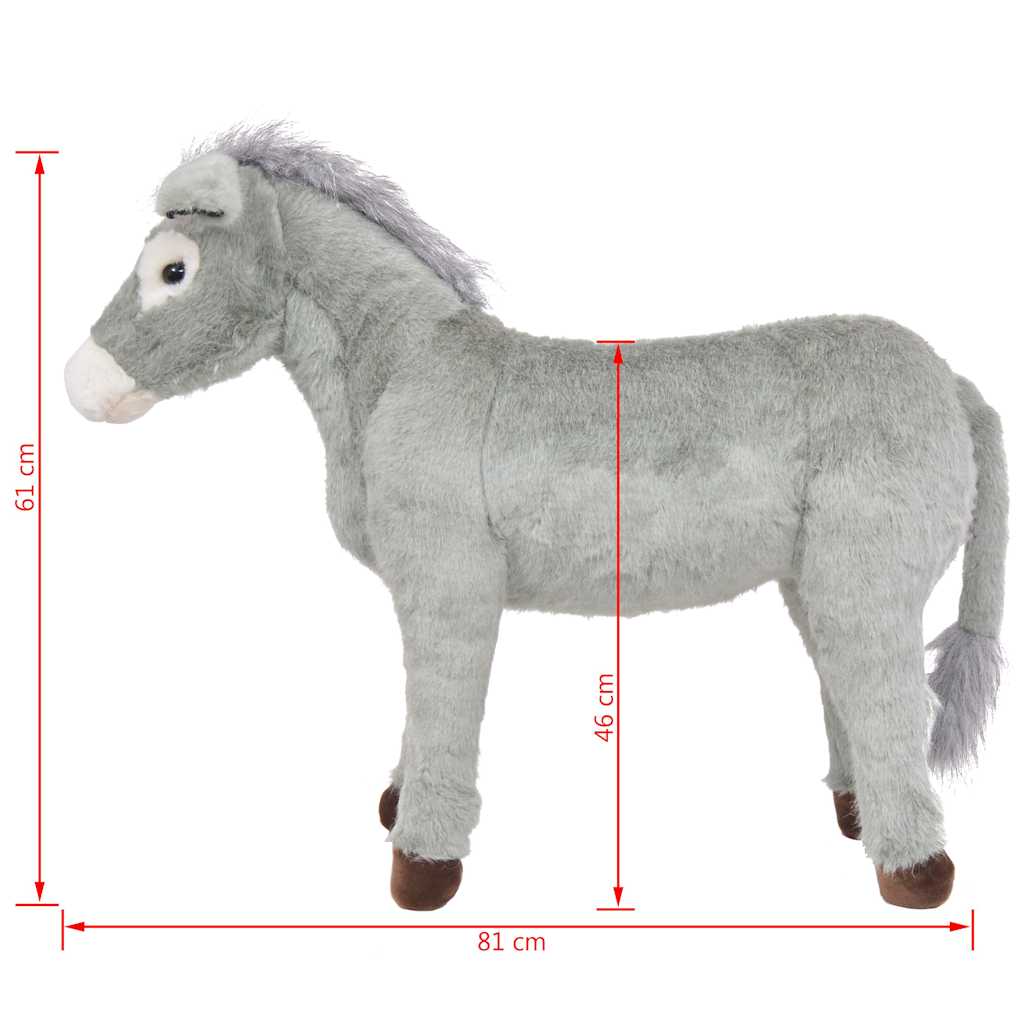 Burro de peluche de pie gris XXL