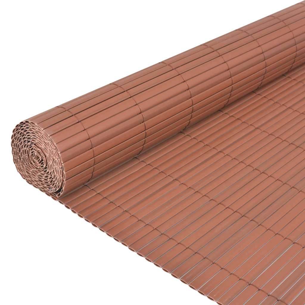 Valla de jardín de doble cara PVC marrón 90x500 cm