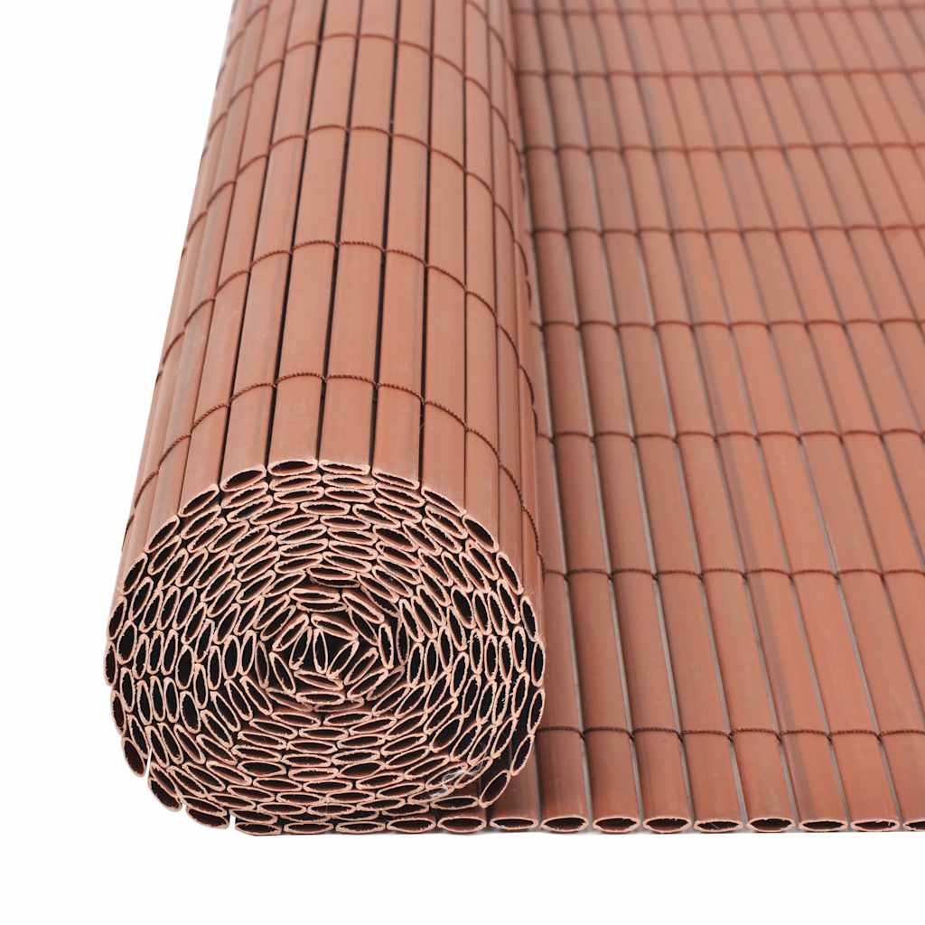 Valla de jardín de doble cara PVC marrón 90x500 cm