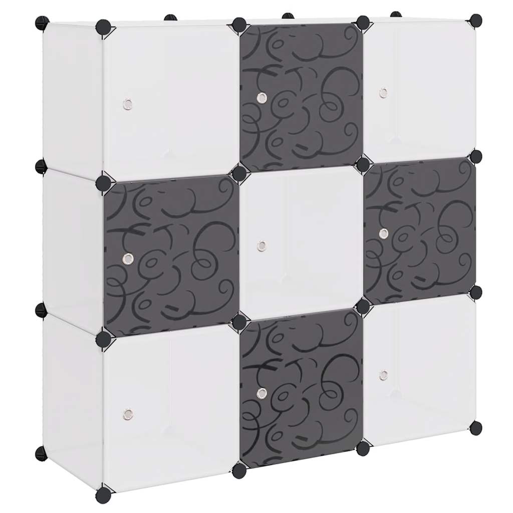 Armario cubo organizador con 9 compartimentos negro y blanco