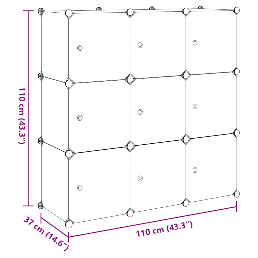 Armario cubo organizador con 9 compartimentos negro y blanco