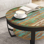 Mesa de centro madera maciza reciclada 60x40 cm