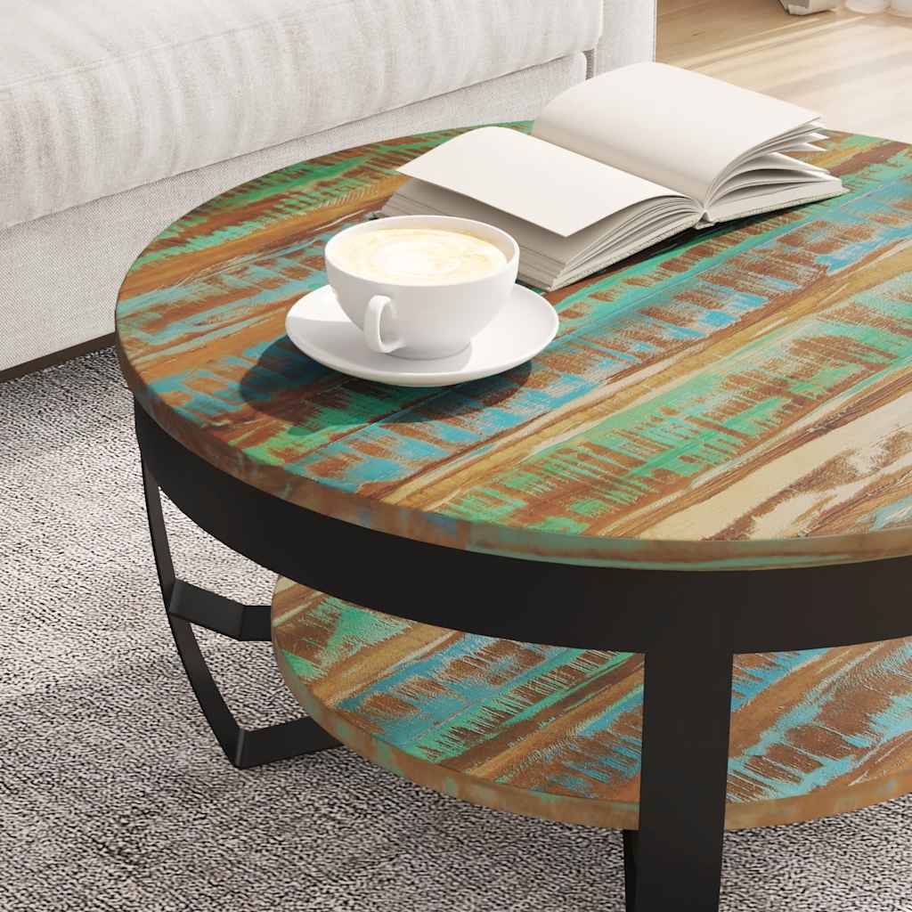Mesa de centro madera maciza reciclada 60x40 cm