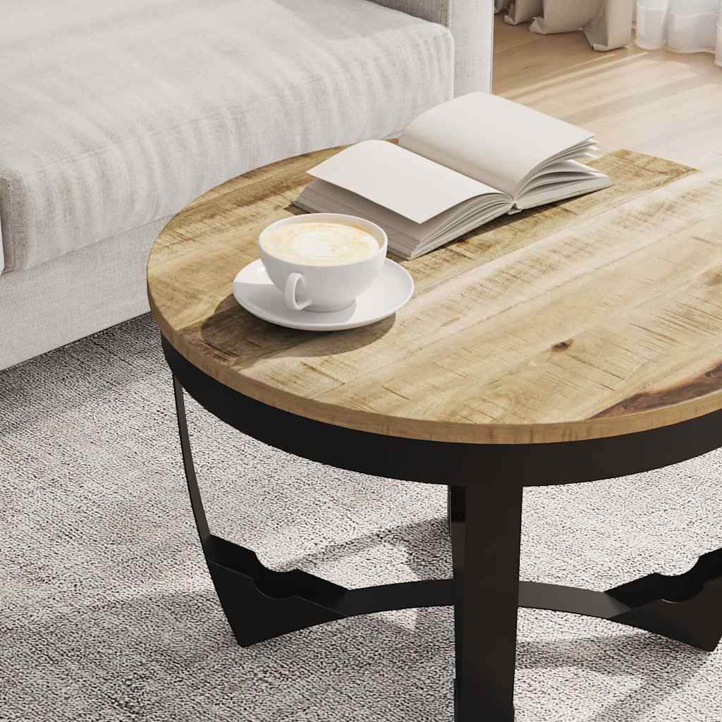 Mesa de centro madera maciza de mango sin tratar 60x40 cm