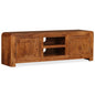 Mueble de TV madera maciza acabado miel 120x30x40 cm