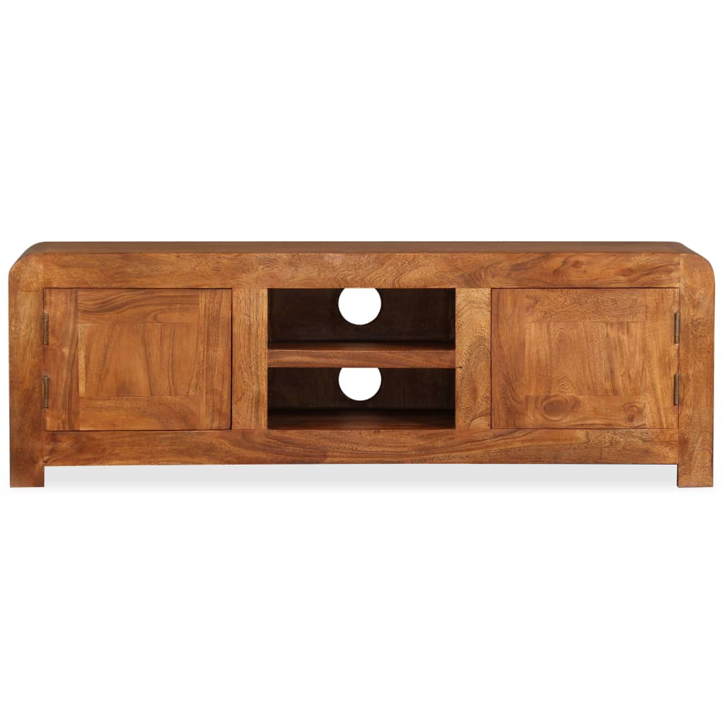 Mueble de TV madera maciza acabado miel 120x30x40 cm