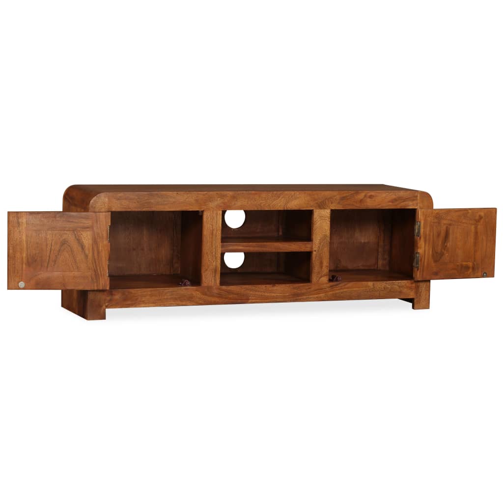 Mueble de TV madera maciza acabado miel 120x30x40 cm