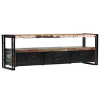 Mueble de TV madera maciza reciclada 120x30x40 cm