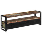 Mueble de TV madera maciza reciclada 120x30x40 cm