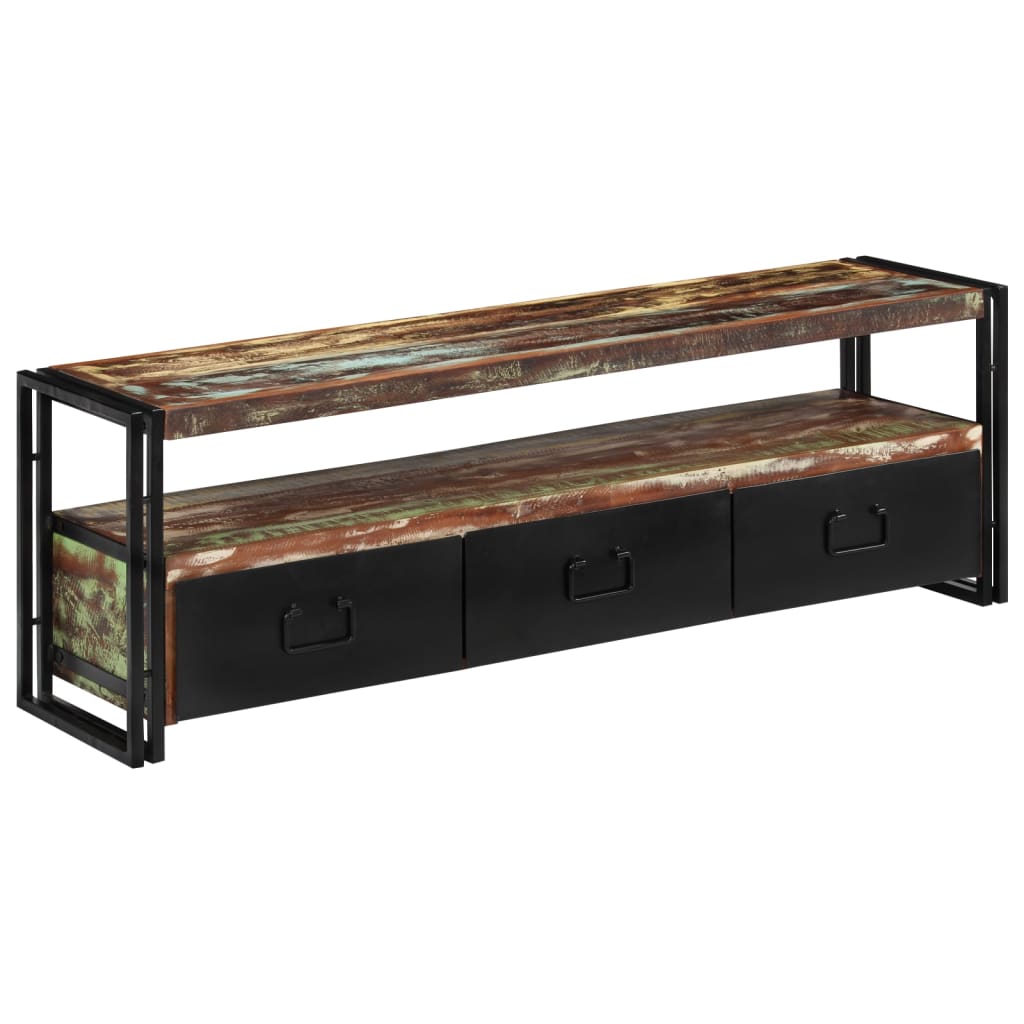 Mueble de TV madera maciza reciclada 120x30x40 cm