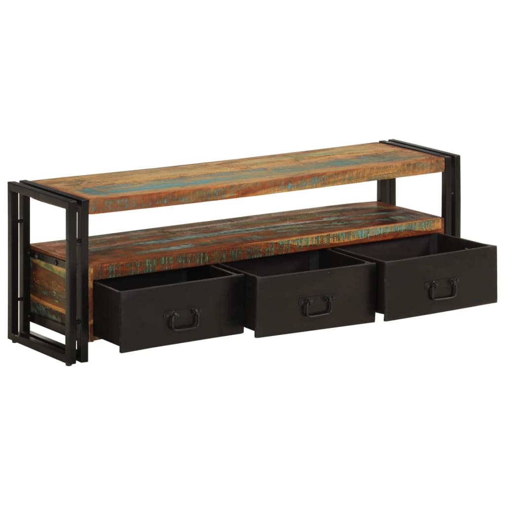 Mueble de TV madera maciza reciclada 120x30x40 cm