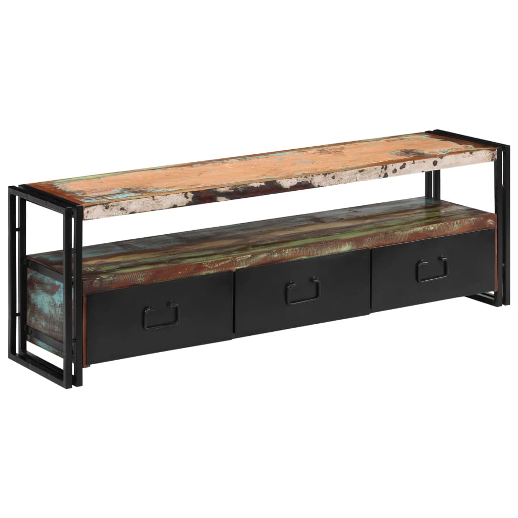 Mueble de TV madera maciza reciclada 120x30x40 cm