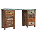 Escritorio con pedestal madera maciza reciclada 140x50x77 cm