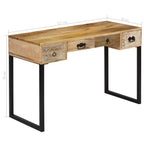 Escritorio madera maciza mango y cuero auténtico 117x50x76 cm