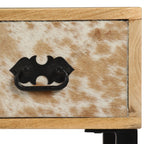 Escritorio madera maciza mango y cuero auténtico 117x50x76 cm