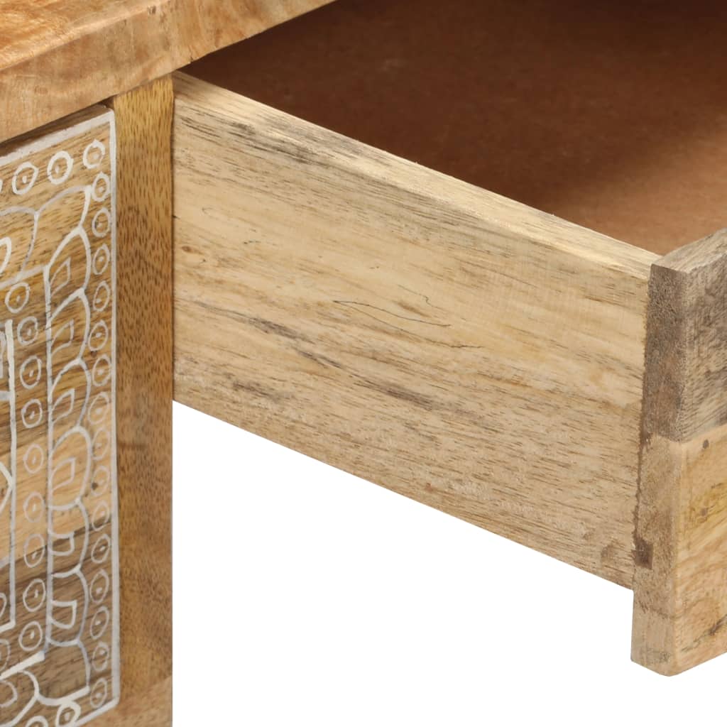 Escritorio madera maciza mango y cuero auténtico 117x50x76 cm