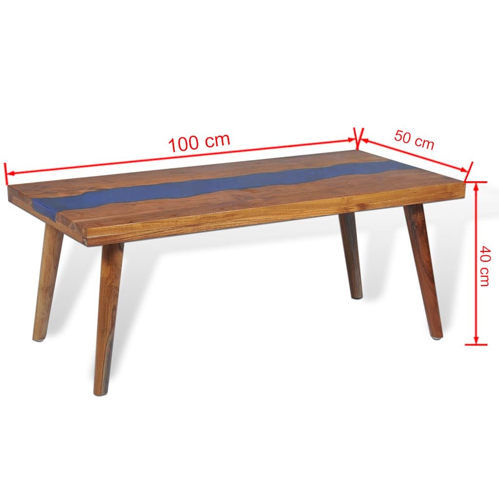 Mesa de centro de resina de teca 100x50x40 cm