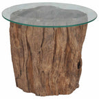 Mesa de centro de teca y vidrio 50x40 cm