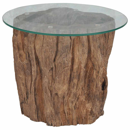 Teak and glass coffee table 50x40 cm