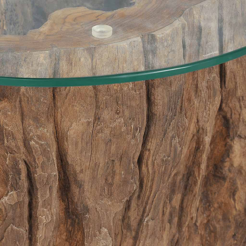 Mesa de centro de teca y vidrio 50x40 cm