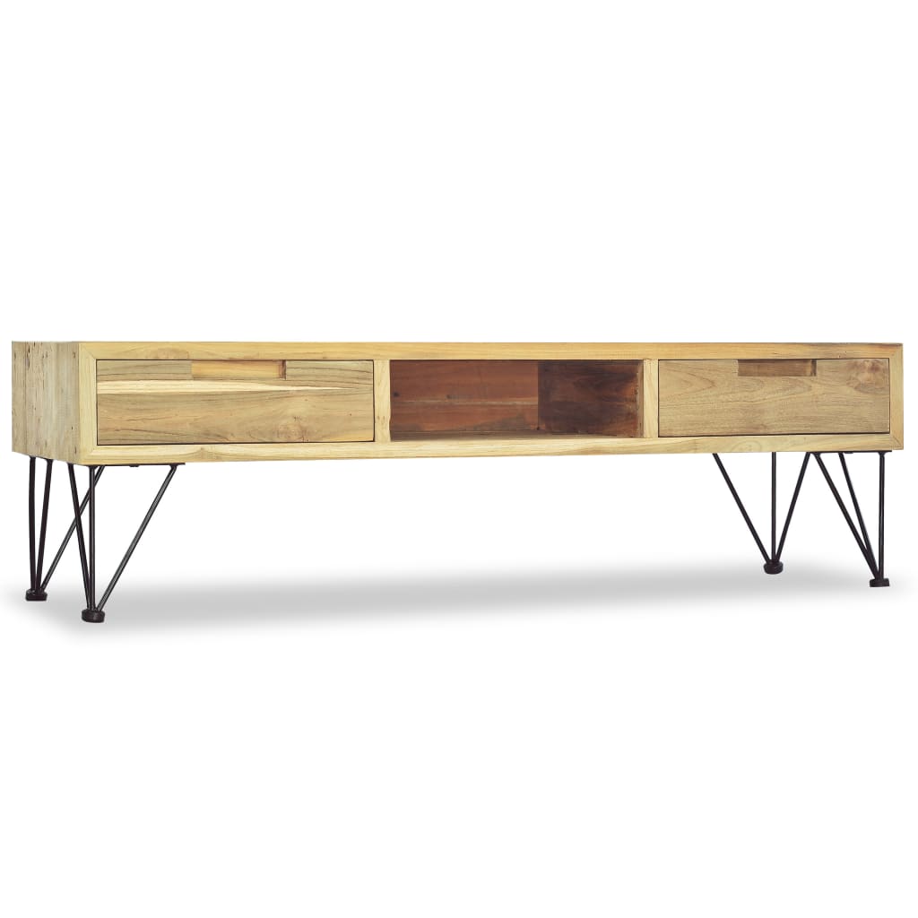 Mueble de TV de teca maciza 120x35x35 cm