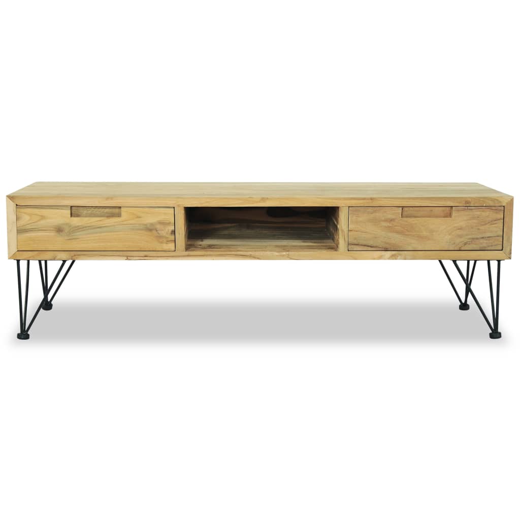Mueble de TV de teca maciza 120x35x35 cm