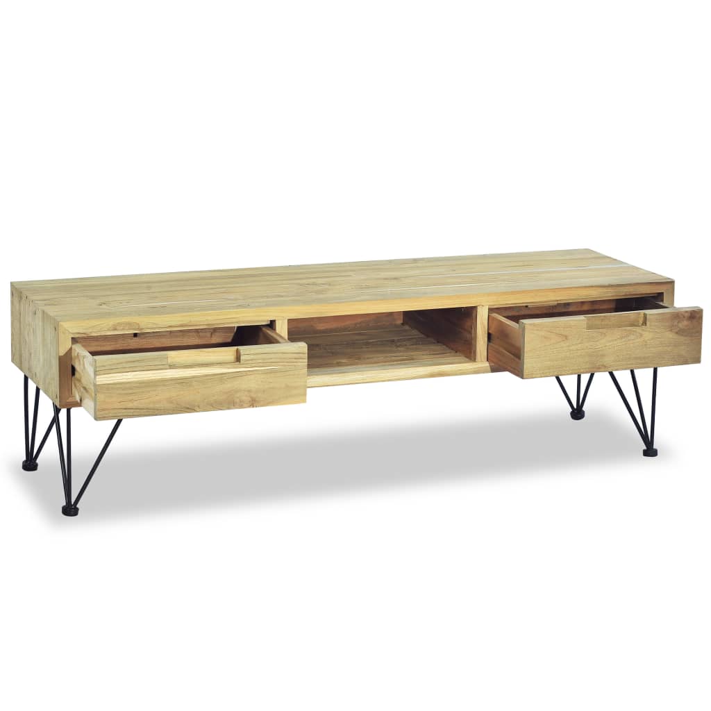 Mueble de TV de teca maciza 120x35x35 cm
