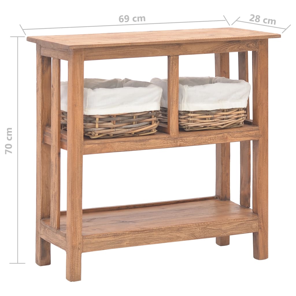 Mesa consola de madera maciza de caoba 69x28x70 cm
