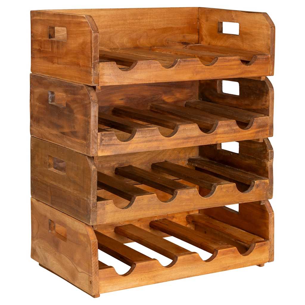 Botelleros para 16 botellas 4 piezas madera maciza de caoba