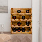 Botelleros para 16 botellas 4 piezas madera maciza de caoba