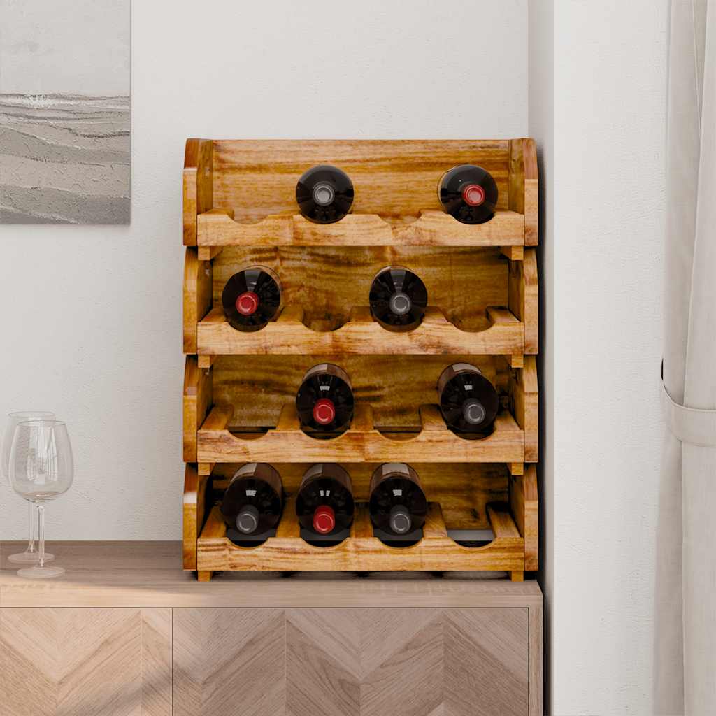 Botelleros para 16 botellas 4 piezas madera maciza de caoba