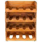 Botelleros para 16 botellas 4 piezas madera maciza de caoba