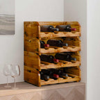 Botelleros para 16 botellas 4 piezas madera maciza de caoba