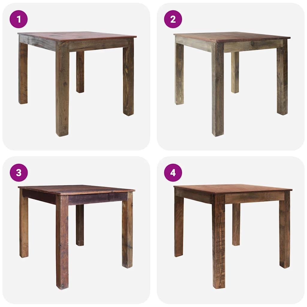 Mesa de comedor de madera reciclada mixta 82x80x76 cm