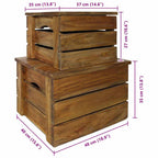 Juego de cajas de almacenaje 2 pzas madera maciza de caoba