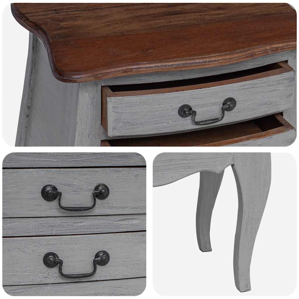 Mesita de noche de madera maciza de caoba 48x35x64 cm