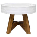 Mesa de centro de madera maciza reciclada blanco 60x45 cm