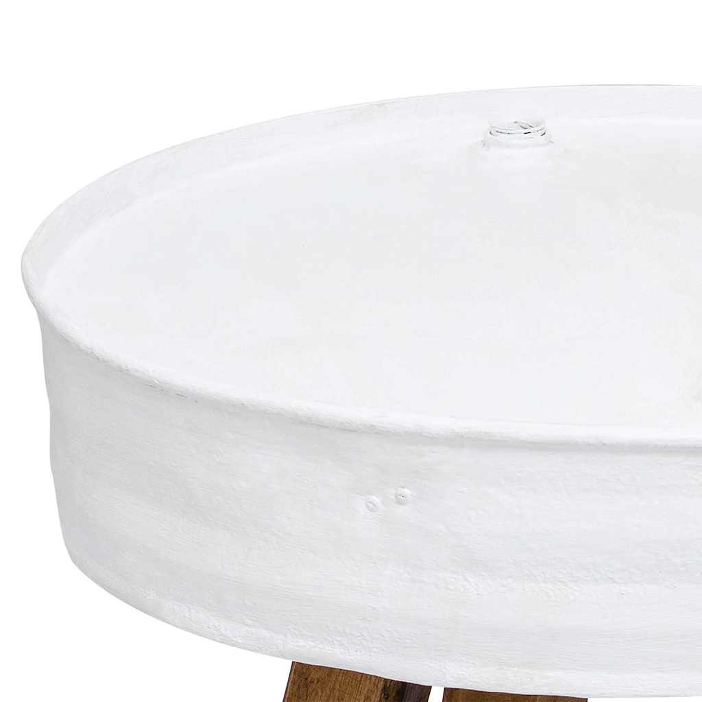Mesa de centro de madera maciza reciclada blanco 60x45 cm