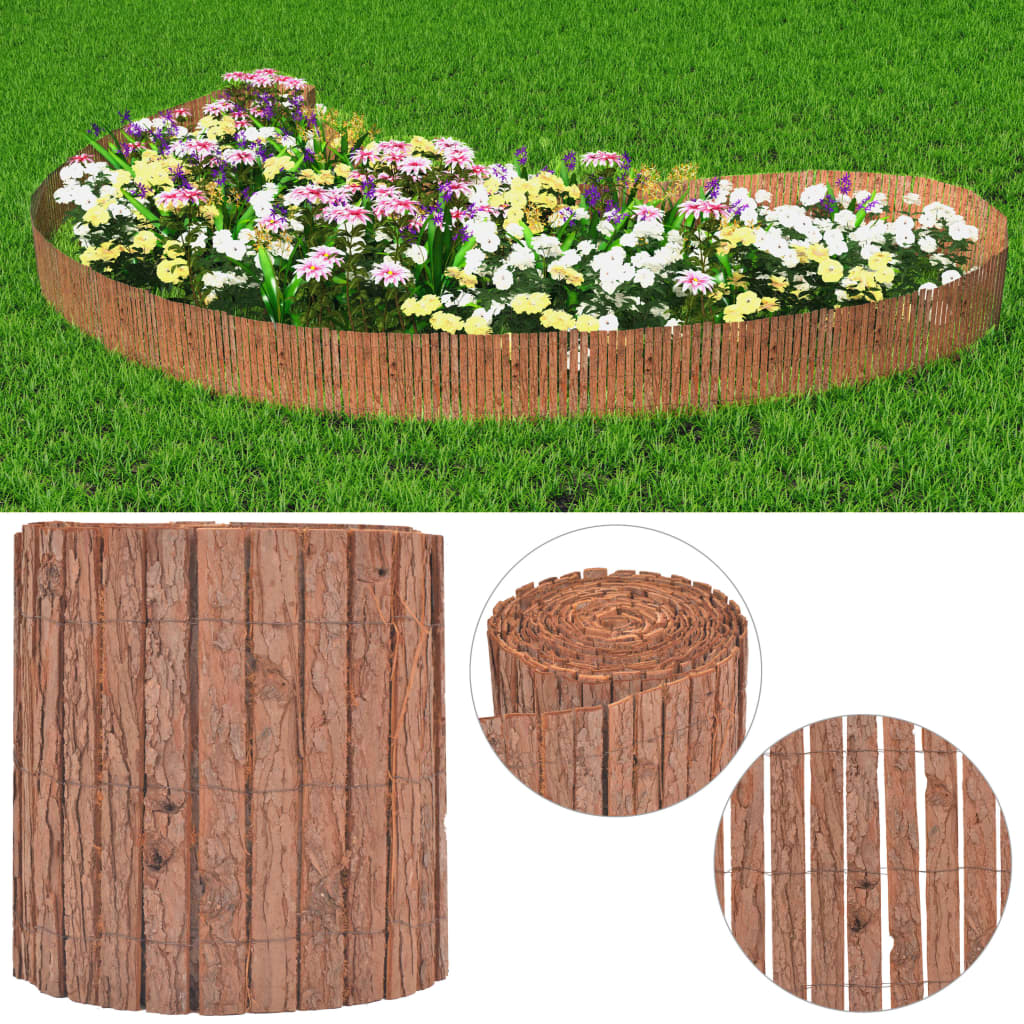 Valla de jardín de corteza de árbol 1000x30 cm