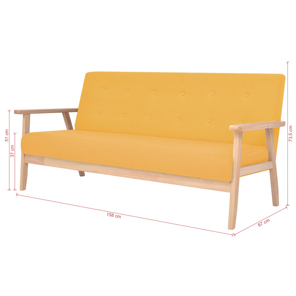 Sofá de 3 plazas de tela amarillo