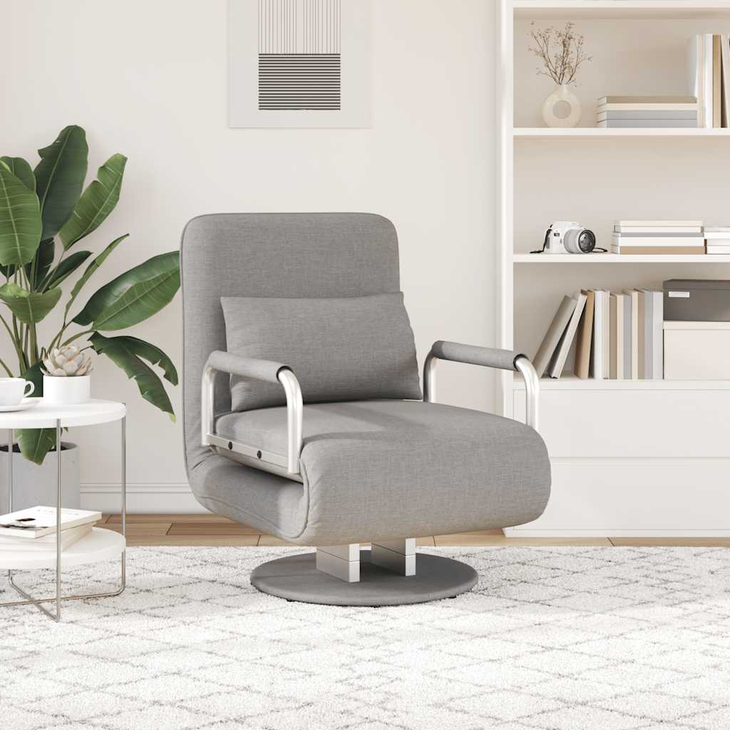 Silla giratoria y sofá cama tela gris claro