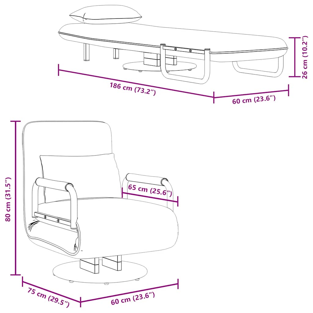 Silla giratoria y sofá cama tela gris claro